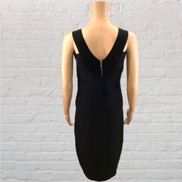 VENUS -- Bandage Dress, Black, Shoulder Straps, Zip Back, Knee Length, Stretchy - Picture 7 of 16